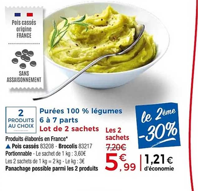 Purées 100 % légumes Lot de 2 sachets