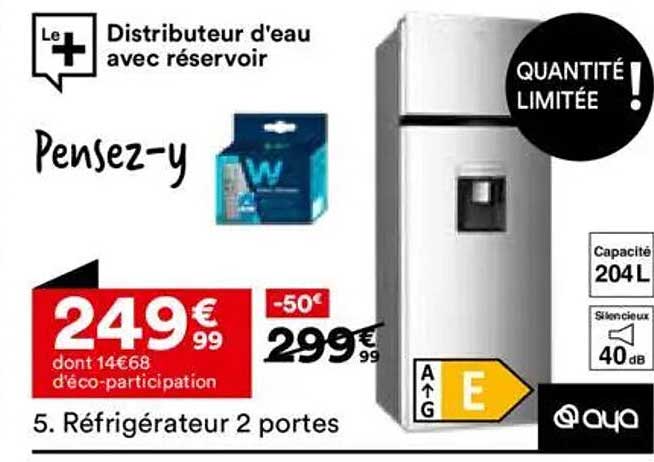 Réfrigérateur 2 portes avec distributeur d'eau