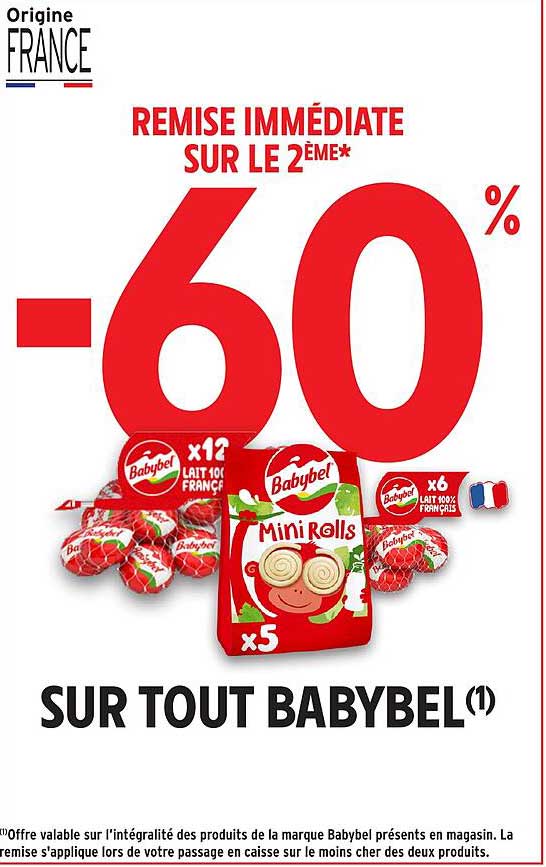 REMBOURSEMENT IMMÉDIAT SUR LE 2ÈME* -60% SUR TOUT BABYBEL