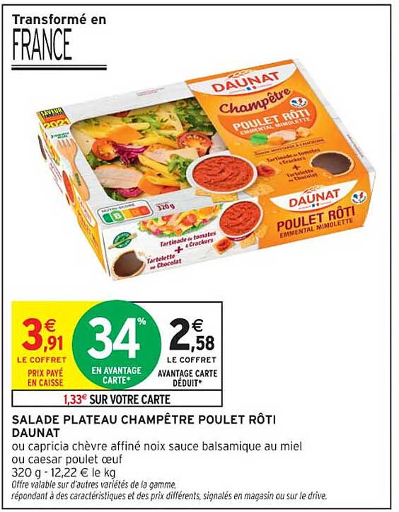 SALADES PLATEAU CHAMPÊTRE POULET RÔTI DAUNAT