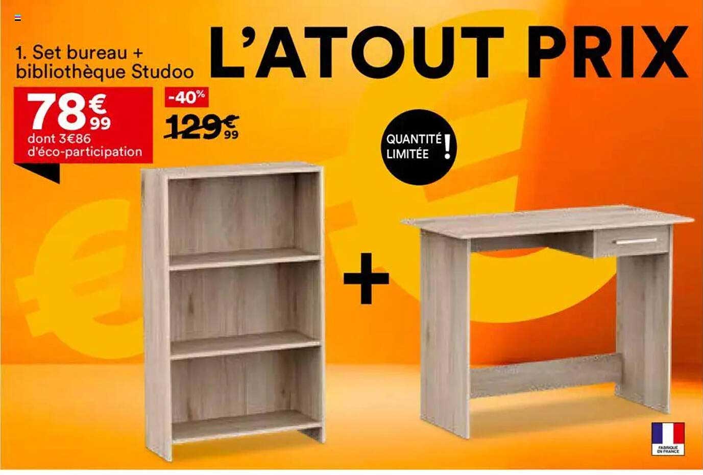 Set bureau + bibliothèque Stoodo