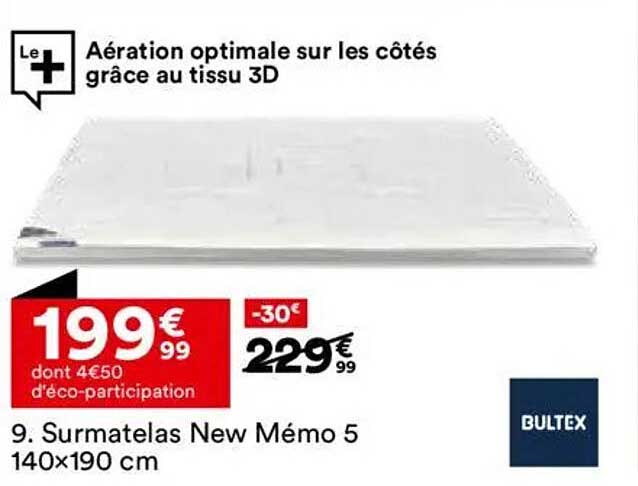 Surmatelas New Mémo 5 140x190 cm