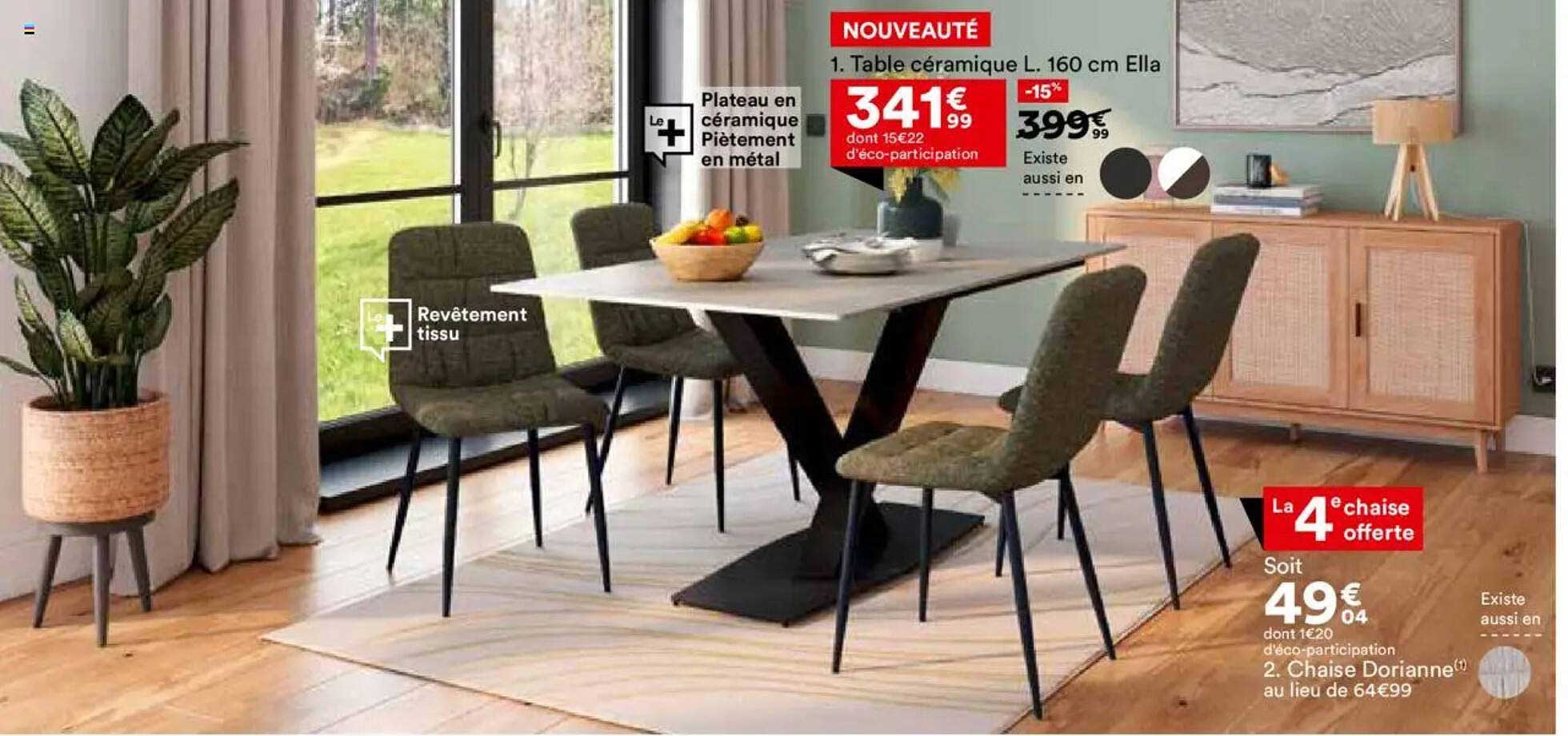 Table céramique L. 160 cm Ella