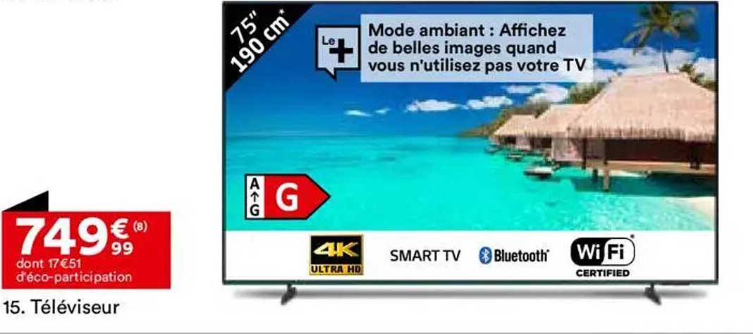 Téléviseur 75" 190 cm