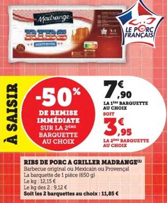 -50% DE REMISE IMMEDIATE SUR LA 2ÈME BARQUETTE AU CHOIX