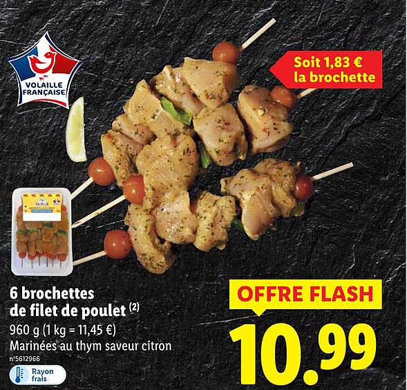 6 brochettes de filet de poulet