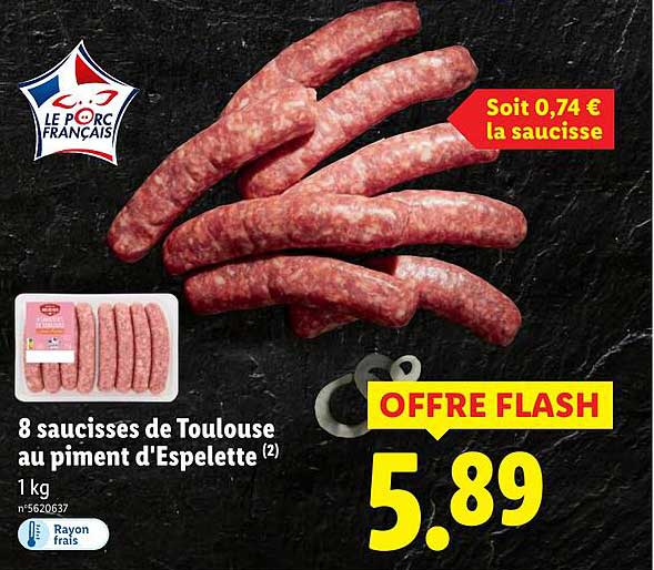 8 saucisses de Toulouse au piment d'Espelette