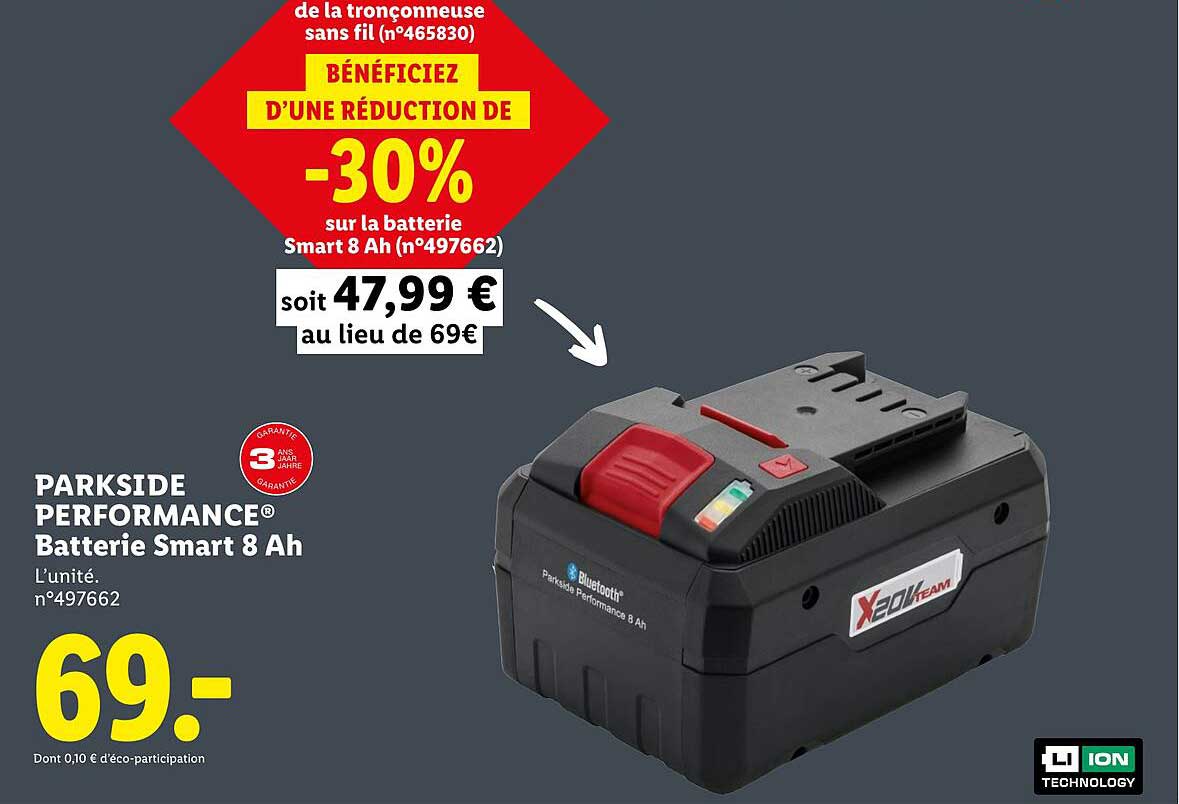Bénéficiez d'une réduction de -30% sur la batterie Smart 8 Ah (n°497662)