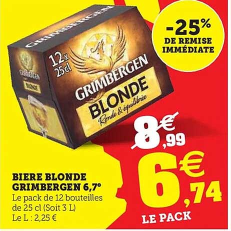 Bière Blonde Grimbergen 6,7°