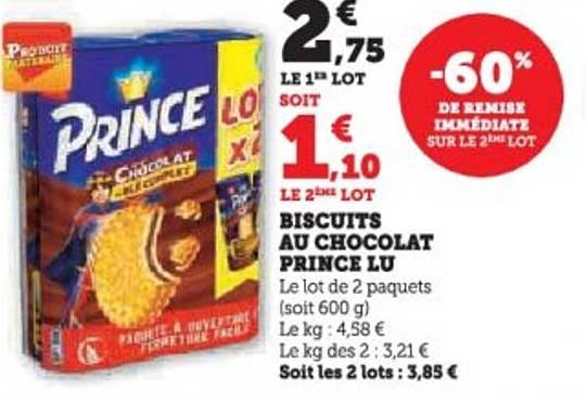 BISCUITS AU CHOCOLAT PRINCE LU