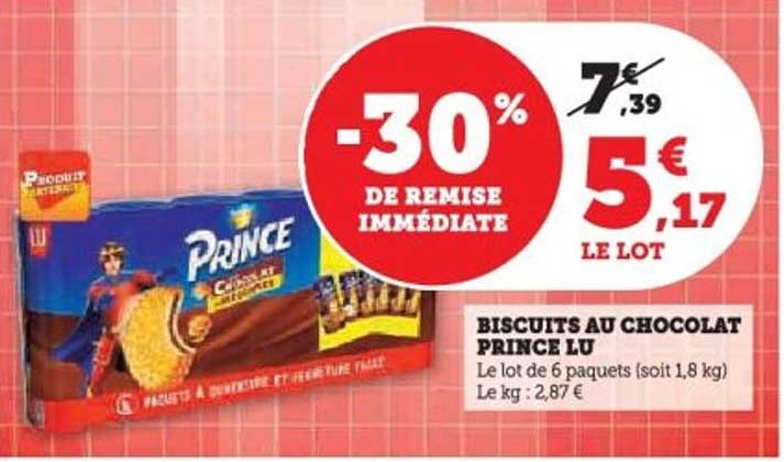 BISCUITS AU CHOCOLAT PRINCE LU