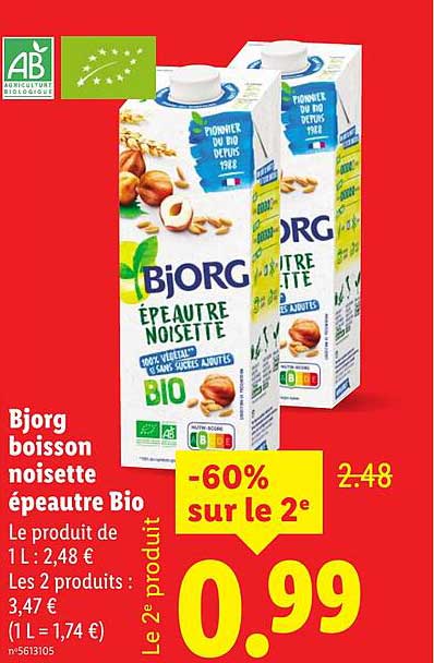 Bjorg boisson noisette épeautre Bio