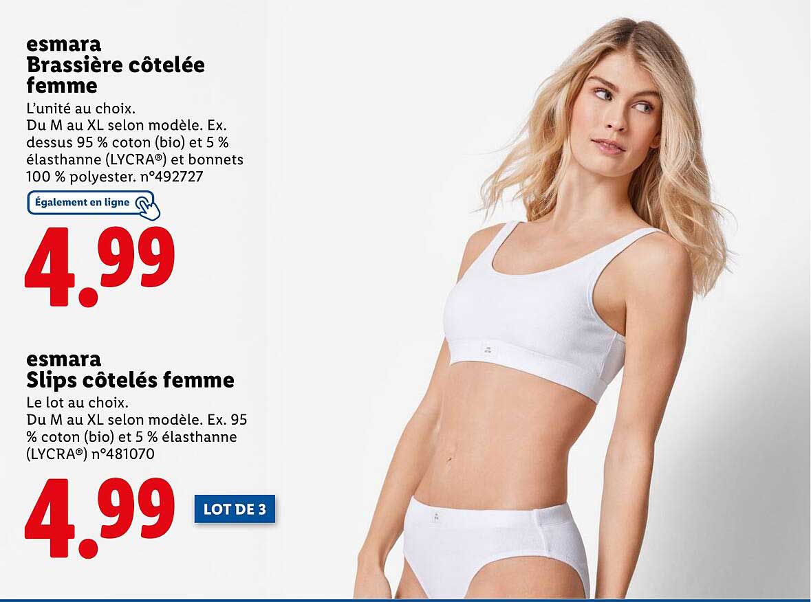 Brassière côtelée femme et Slips côtelés femme
