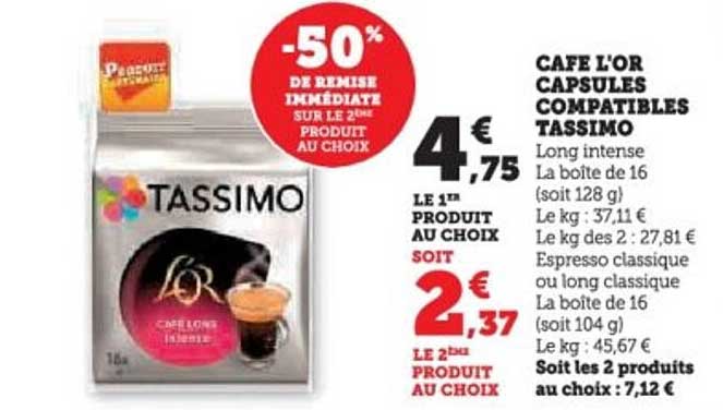 CAFE L'OR CAPSULES COMPATIBLES TASSIMO