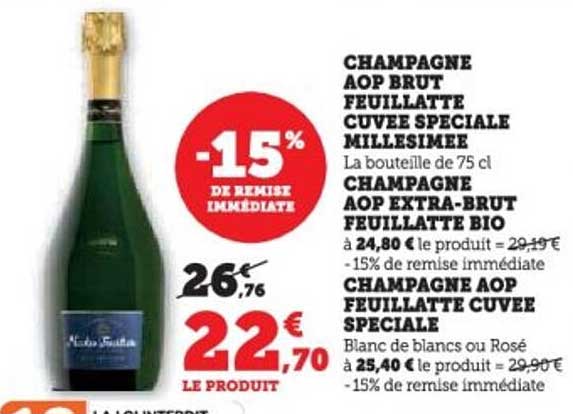 CHAMPAGNE AOP BRUT FEUILLATTE CUVEE SPECIALE MILLESIMEE