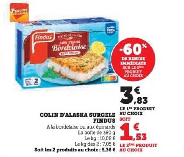 COLIN D'ALASKA SURGELE FINDUS