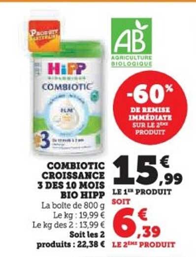 COMBIOTIC CROISSANCE 3 DES 10 MOIS BIO HIP