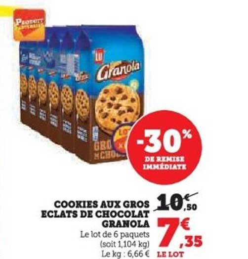 COOKIES AUX GROS ECLATS DE CHOCOLAT GRANOLA