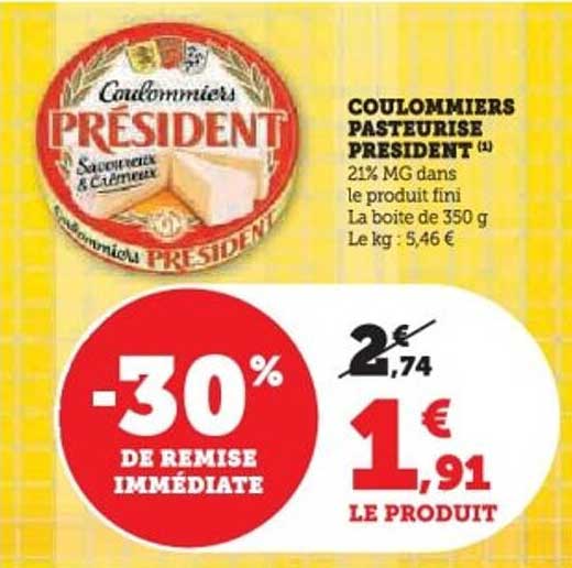 COULOMMIERS PASTEURISE PRESIDENT