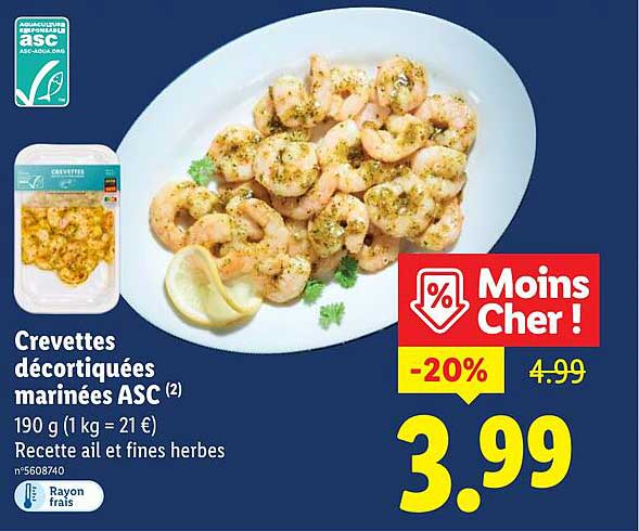 Crevettes décortiquées marinées ASC