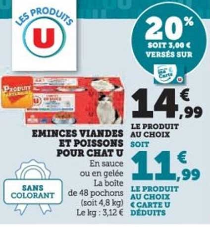 ÉMINCÉS VIANDES ET POISSONS POUR CHAT U