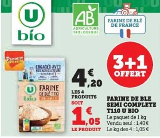 FARINE DE BLE SEMI COMPLETE T110 U BIO