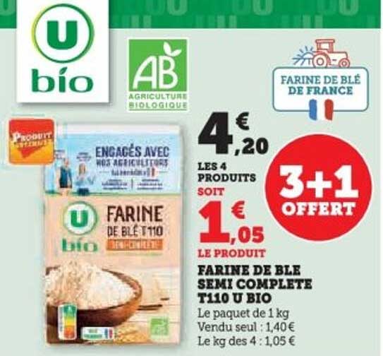 FARINE DE BLÉ SEMI COMPLETE T110 U BIO