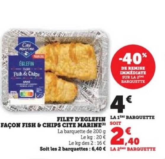 FILET D'EGLEFIN FAÇON FISH & CHIPS CITE MARINE