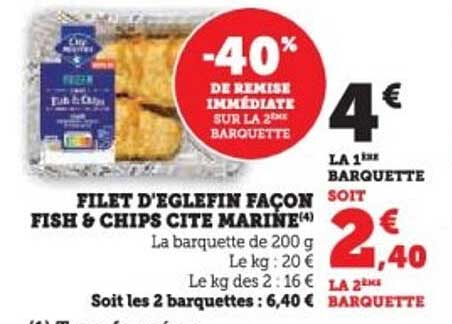 FILET D'ÉGLEFIN FAÇON FISH & CHIPS CITE MARINE