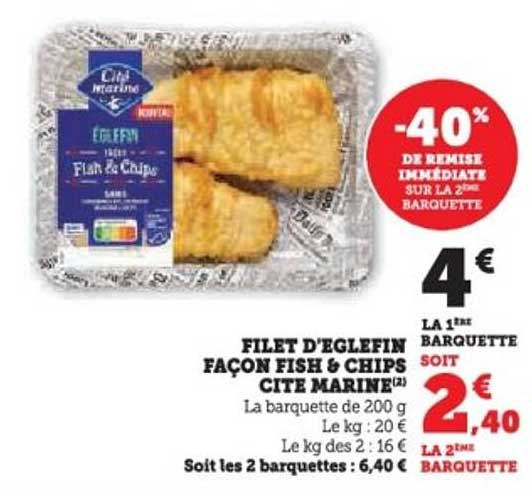FILET D'EGLEFIN FAÇON FISH & CHIPS CITE MARINE