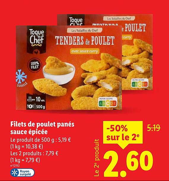 Filets de poulet panés sauce épicée