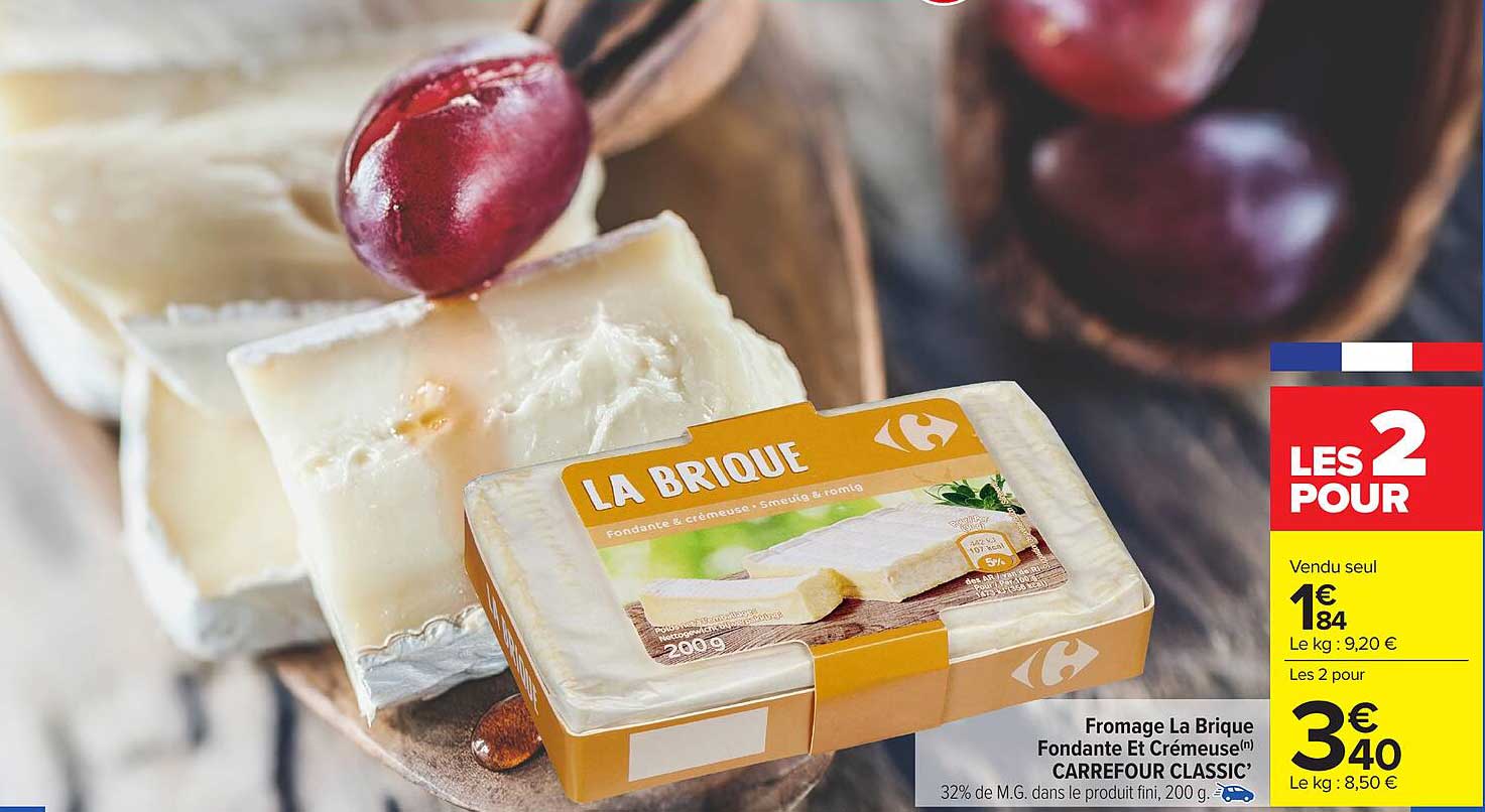 Fromage La Brique Fondante Et Crémeuse CARREFOUR CLASSIC