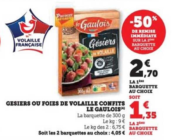GESIERS OU FOIES DE VOLAILLE CONFITS LE GAULOIS