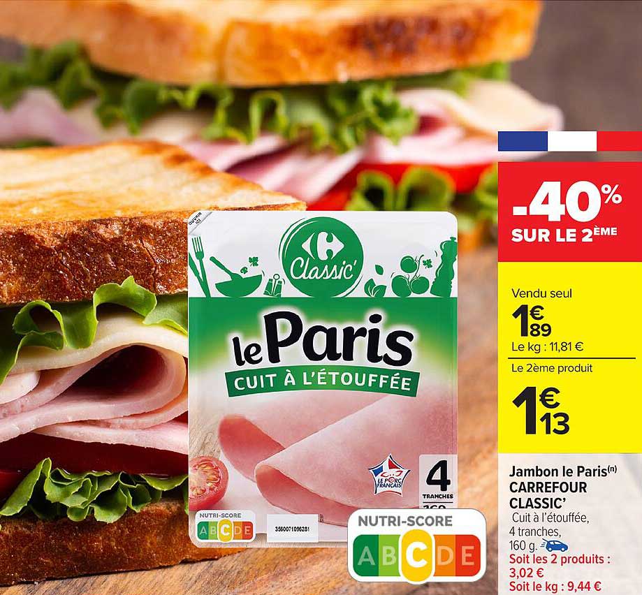 Jambon le Paris(n) CARREFOUR CLASSIC'