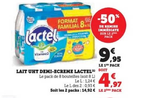 LAIT UHT DEMI-ECRÈME LACTEL