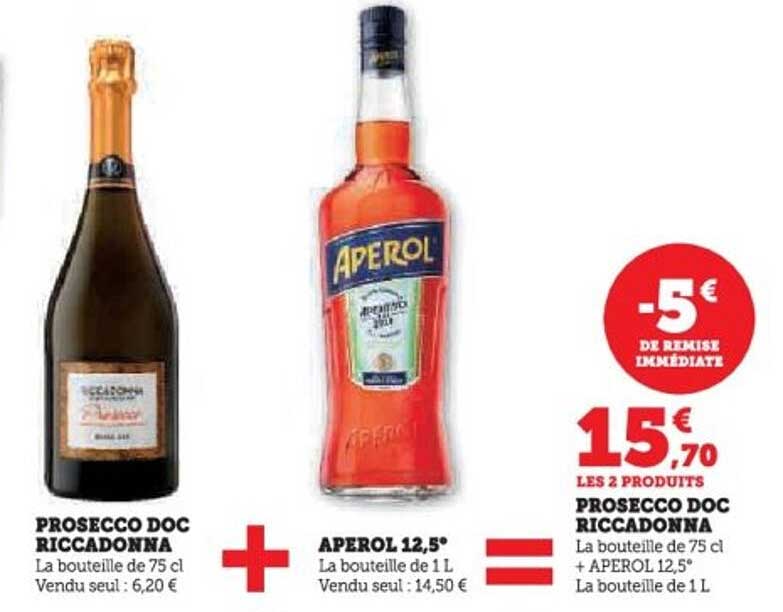 LES 2 PRODUITS : PROSECCO DOC RICCARDONNA + APEROL 12,5'