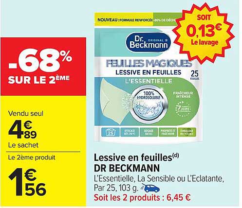 Lessive en feuilles Dr Beckmann, L’Essentielle