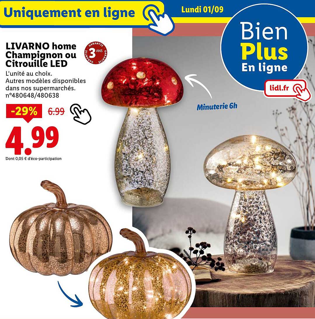 LIVARNO home Champignon ou Citrouille LED