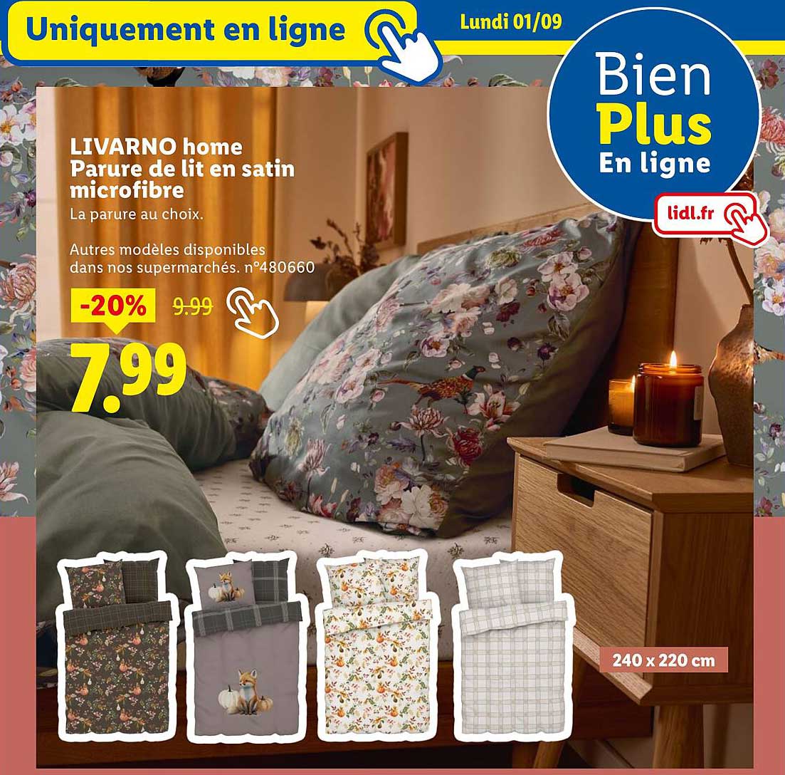 LIVARNO home Parure de lit en satin microfibre