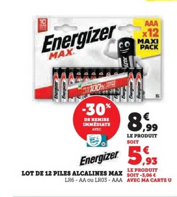 LOT DE 12 PILES ALCALINES MAX