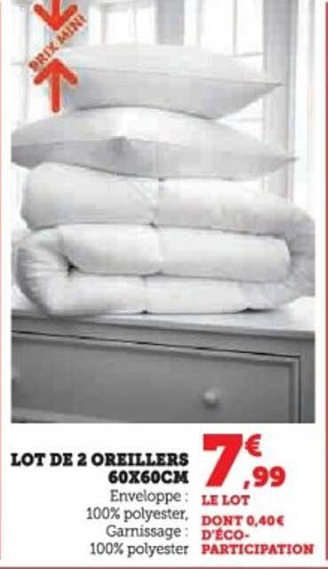 LOT DE 2 OREILLERS 60X60CM