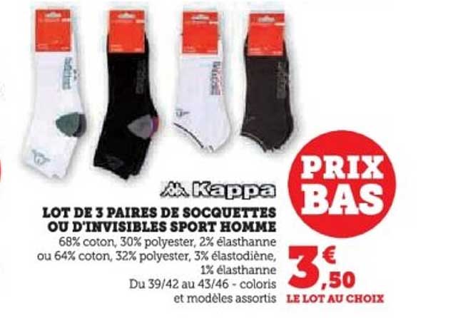 LOT DE 3 PAIRS DE SOCQUETTES OU D'INVISIBLES SPORT HOMME