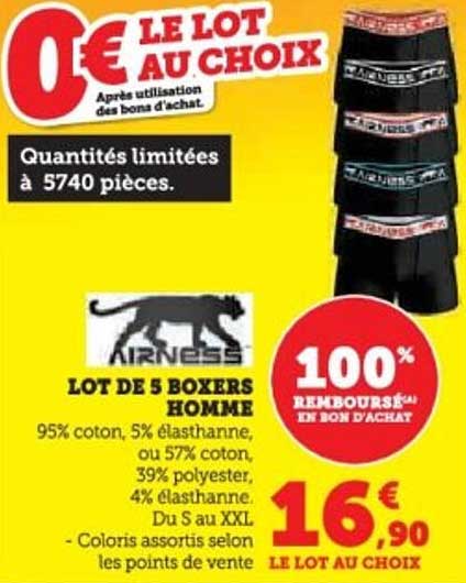 LOT DE 5 BOXERS HOMME