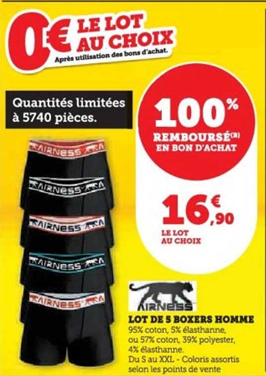 LOT DE 5 BOXERS HOMME