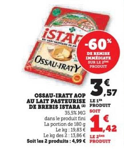 OSSau-IratY AOP Au Lait Pasteurisé De Brebis Istara