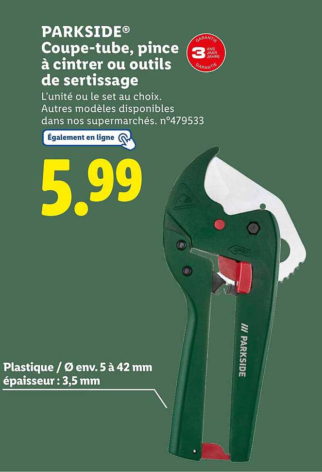 PARKSIDE® Coupe-tube, pince à cintrer ou outils de sertissage