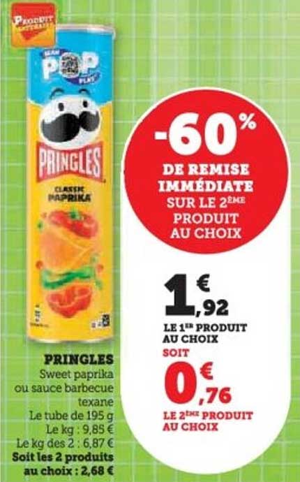 Pringles Sweet paprika ou sauce barbecue texane