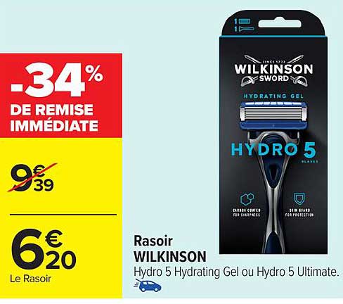 Rasoir WILKINSON Hydro 5 Hydrating Gel ou Hydro 5 Ultimate.