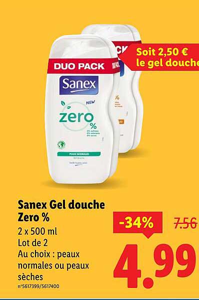 Sanex Gel douche Zero %