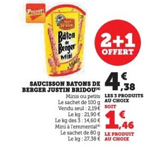 Saucisson Bâtons de Berger Justin Bridou